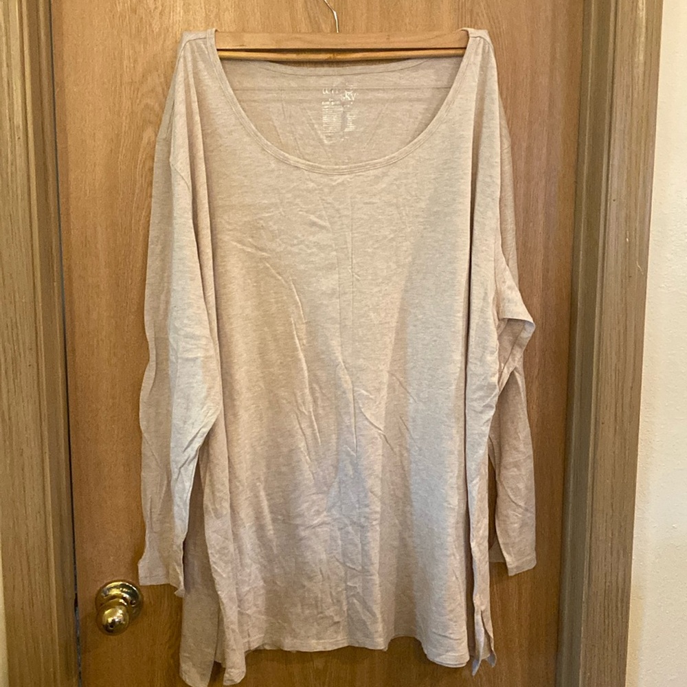 Terra & Sky Tan Heathered Long Sleeve T-shirt Size 4X NWOT